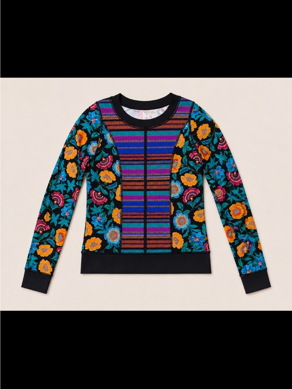 Body Glove Floral Stripe Rash Guard Swim Top XS Boho Long Sleeve UPF 50+